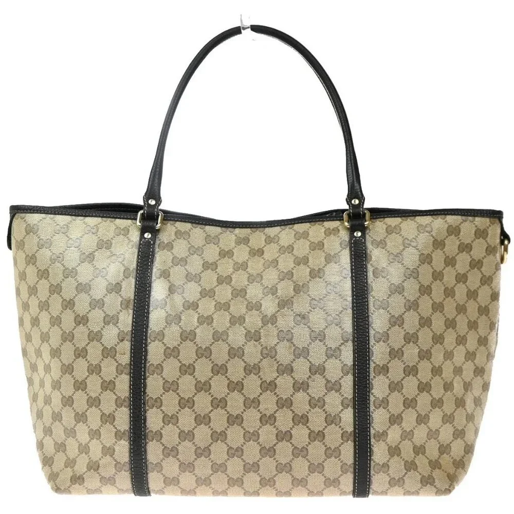 GUCCI GG Pattern Crystal Shoulder Tote Bag Coating Canvas Leather Brown 87EG286 - Picture 3 of 15